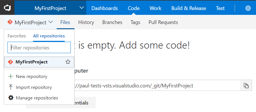 VSTS new repository