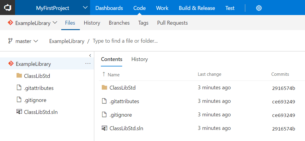 VSTS repo with code